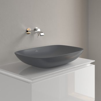 Раковина накладная Villeroy & Boch Loop & Friends, прямоугольная, 62×42 см, графит